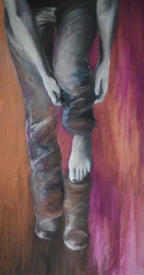 hotel room I.VI, 2014, Mischtechnik auf Baumwolle, 150 x 80 cm