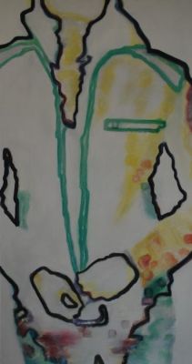 hotel room II.III, 2013, Acryl, Graphit und Neocolor auf Leinwand, 150 x 80 cm