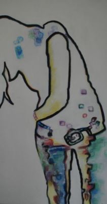 hotel room II.I, 2013, Acryl, Graphit und Neocolor auf Baumwolle, 150 x 80 cm